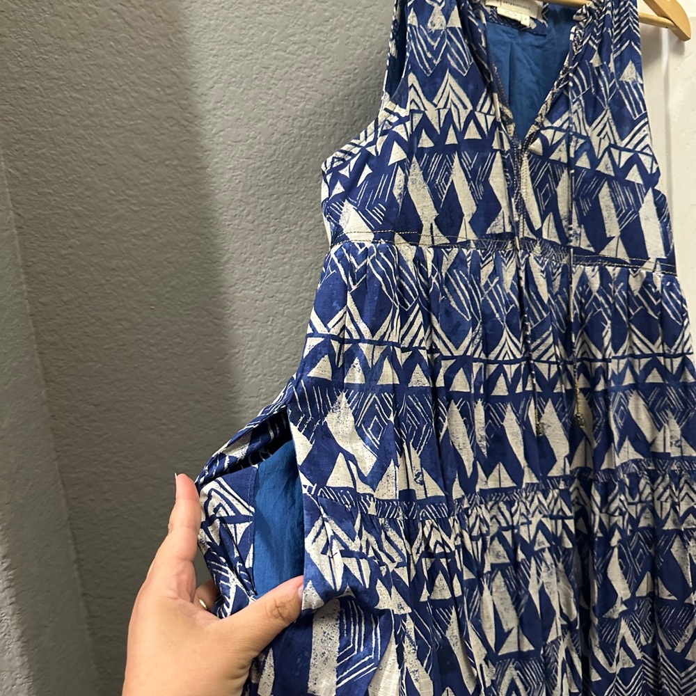 Anthropologie blue abstract tiered maxi dress size XS/S - Picture 6 of 12